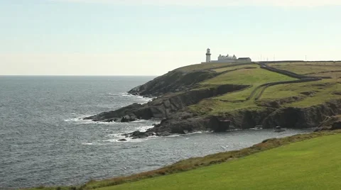 Panning shot of impressive seascape with lighthouse Stock Footage 45124757
