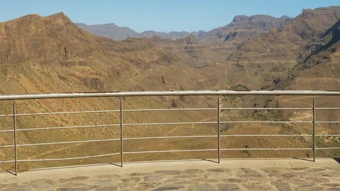 Panning Shot from Landscape to Model in Frame in Gran Canaria Valley Video stock 114324789