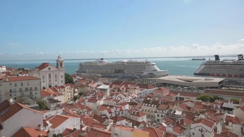 Panning Shot of Lisbon Stock Footage 121048453