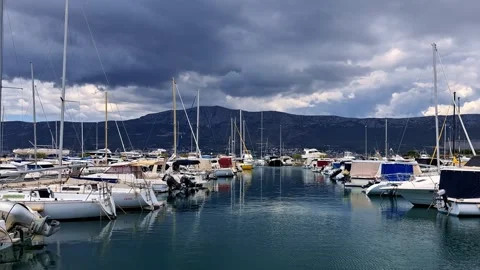 Panning shot of a marina in Split, Croatia Stock Footage 314832416