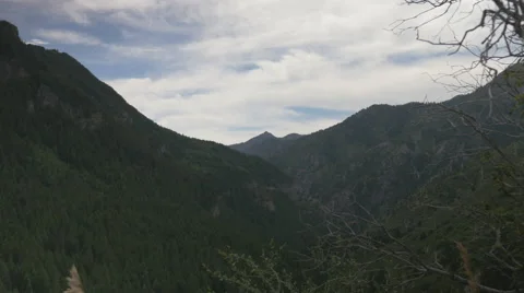 Panning shot of Mount Timpanogos in the Wasatch Mountains Stock Footage 62564327