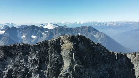 Panning shot of mountain summit, drone shot Stock Footage 289575438