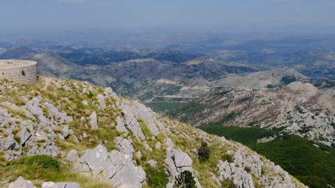 Panning shot of panoramic viewpoint at top of Mount Lovcen, Montenegro Stock-Footage 289539829