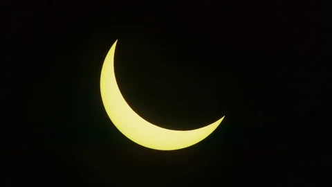 Panning shot of partial solar eclipse / Driggs, Idaho, United States Stock Footage 83189896