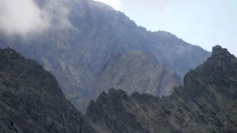 Panning shot of sharp peaks, High Tatras, Slovakia. 4k Stock Footage 168346821