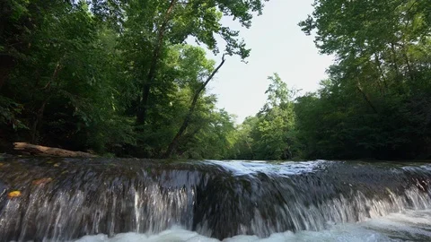Panning shot of a small waterfall. Stock Footage 112146576