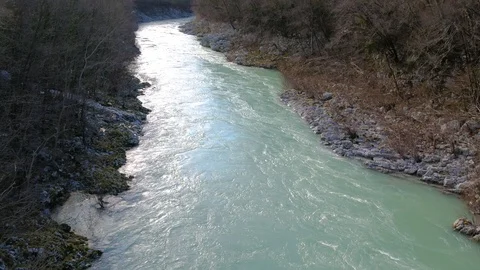 Panning shot of Soča river Video stock 104478655