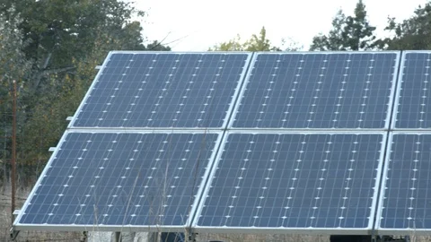Panning Shot Of Solar Panels Stock-Footage 97087712