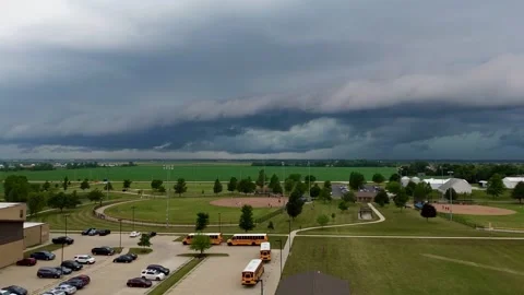 Panning shot of storm over baseball field Stock Footage 245467139