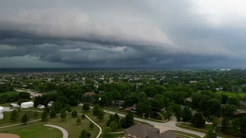 Panning Shot of Storm over Midwestern town Stock Footage 245467141