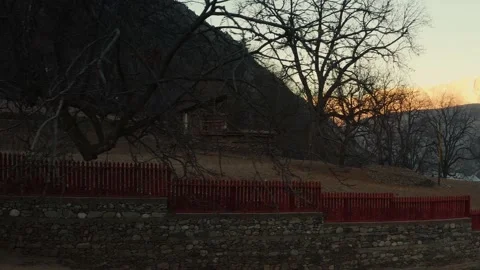 Panning shot of trees and mountains in a village of Kalash valley,Pakistan Stock Footage 170350331