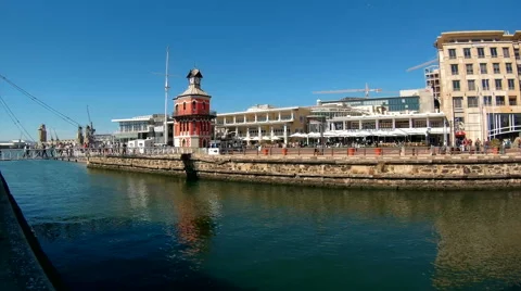 Panning shot of V&amp;A Waterfront in Cape Town Stock Footage 63080433