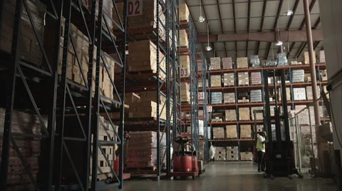 Panning up shot in warehouse Stock Footage 62529017