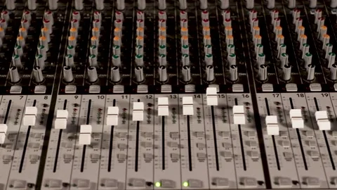 Panning Shots of Recording Studio Console (Mixing desk) Video stock 170788290