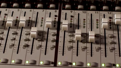 Panning Shots of Recording Studio Console (Mixing desk) Video stock 170788614