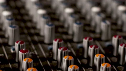 Panning Shots of Recording Studio Console (Mixing desk) Video stock 170788618
