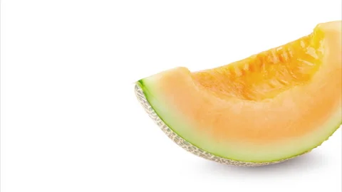 Panning Slice and half melon isolated on white background Stock Footage 145442595