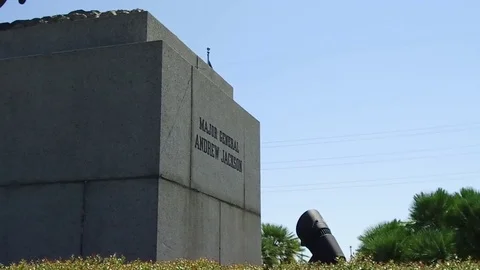 Panning in slow motion at Andrew Jackson statue in New Orleans. 1 of 2 Stock Footage 81156920