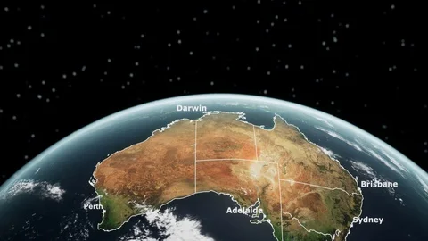 Panning up from space to Australia, the Earth, with composite layers Stock Footage 96136551