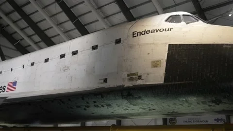 Panning the space shuttle endeavor Stock Footage 152535528