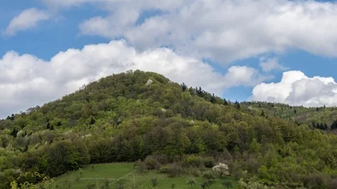 Panning spring timelapse, green mountains. Stock Footage 74688257