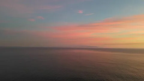 Panning Sunset Looking Out From Santa Cruz, California, Aerial Footage Stock Footage 273751154