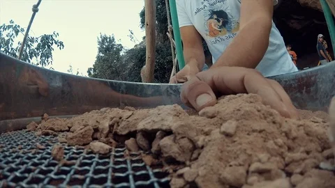 Panning Through Dirt at Archaeological Dig Site Stock Footage 98594414