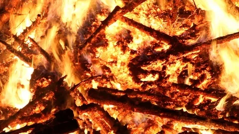 Panning thru fire then up in the air to ember Stock Footage 122306852