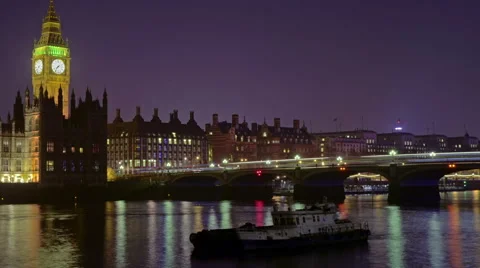 Panning, time-lapse of Big Ben at night Video stock 41514829