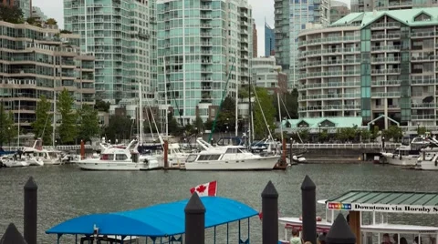 Panning time lapse of false creek and granville island vancouver, b.c. Stock Footage 8655663