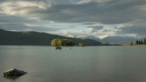Panning time-lapse of Lake Tekapo, New Zealand. Stock Footage 145829211