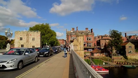 Panning time lapse lendil bridge york yorkshire united kingdom Stock Footage 80782310