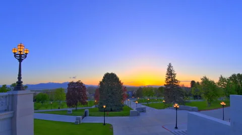 Panning time-lapse shot of the grounds of the Utah capitol Stock Footage 52327749