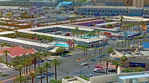 Panning time-lapse shot of an intersection near hotels in Las Vegas Stock Footage 52324149