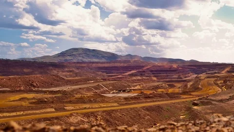 Panning Time Lapse shot Iron Ore Mine Stock Footage 82055205