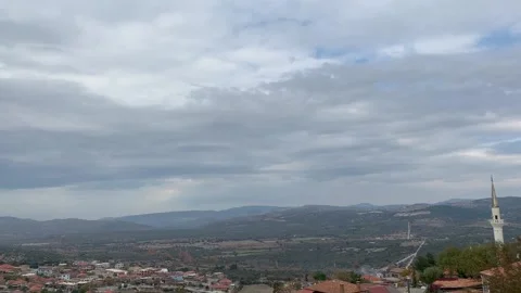 Panning time lapse shot overlooking Asos, Turkey Vidéo 170092778