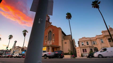 Panning Time Lapse Shot Of Roads Moving On Roads By Churches In City - Los Stock Footage 219441868