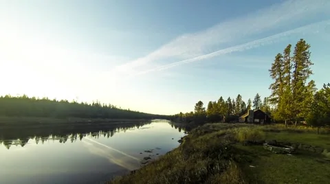 Panning time lapse of the sunrise over the snake river in Island park Idaho Stock Footage 56128961