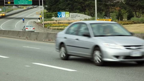 Panning time lapse of traffic and Arthur Laing Bridge Vancouver, B.C. Stock Footage 132734261