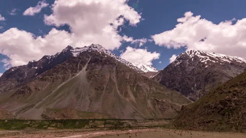 Panning Timelapse of Clouds over High Pass Himalaya Mountains at Keylong Stock Footage 137614441