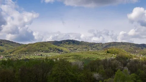 Panning timelapse green mountains in Central Europe. Stock Footage 74700033