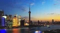 Panning timelapse. Shanghai skyscrapers and Huangpu river, China. HD Footage