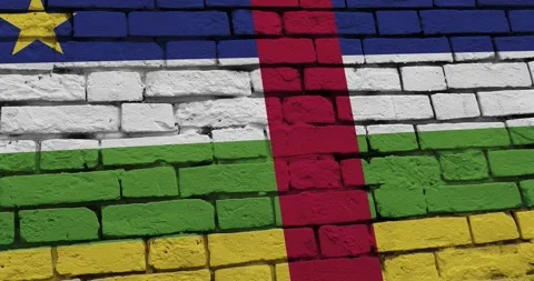 A panning video of a brick wall with the central african republic flag Stock Footage 337427840