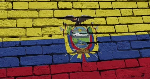 A panning video of a brick wall with the ecuador flag Video stock 337428292