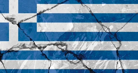 A panning video of a brick wall with the greece flag Vídeos de archivo 337428763