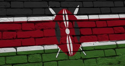 A panning video of a brick wall with the kenya flag Video stock 337429345