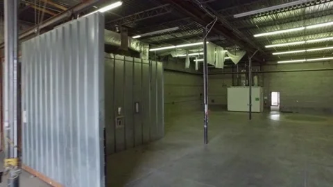 Panning video of empty warehouse interior Stock-Footage 134830869