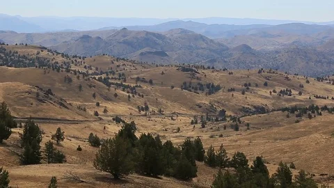 Panning video of high desert terrain in Antelope Central Oregon 1080p hd Stock Footage 80383874