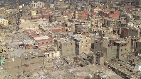 Panning video of a poor district in central Cairo, Egypt Stock Footage 126463524