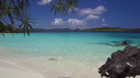 Panning video of Turtle Bay, Caneel Bay with audio, St John Stock Footage 67428491